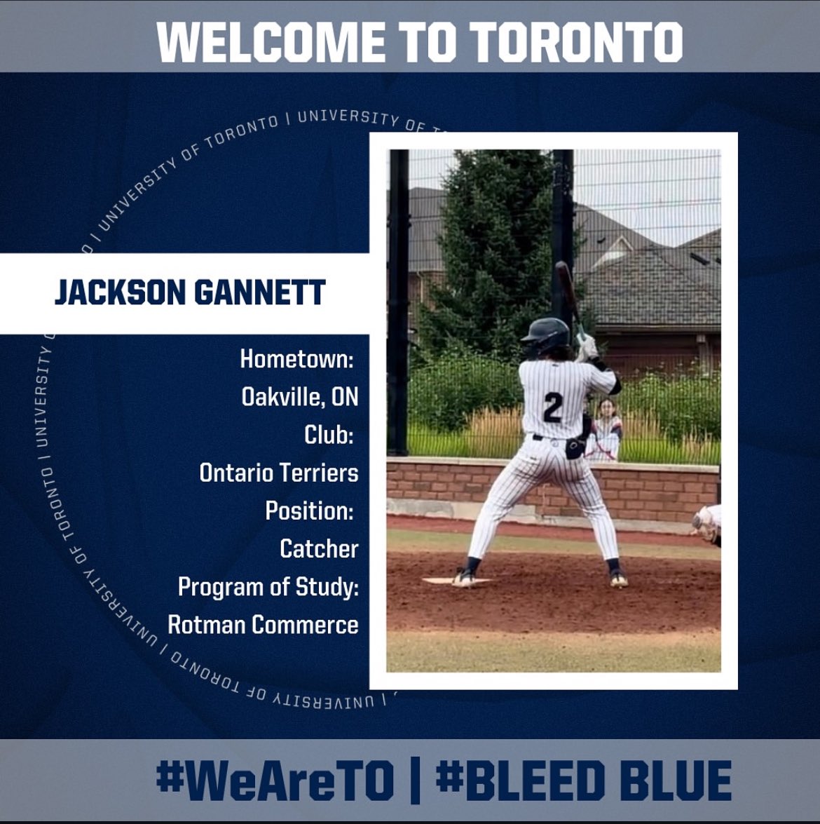 UofT_Baseball's tweet image. Welcome to the squad Jackson! The first official commitment of our 2025 class is ready to make an impact.
Hometown: Oakville, Ontario
High school: Oakville Trafalgar
Club: Ontario Terriers
Bats/Throws: R/R
Position: Catcher
Program of Study: Rotman Commerce