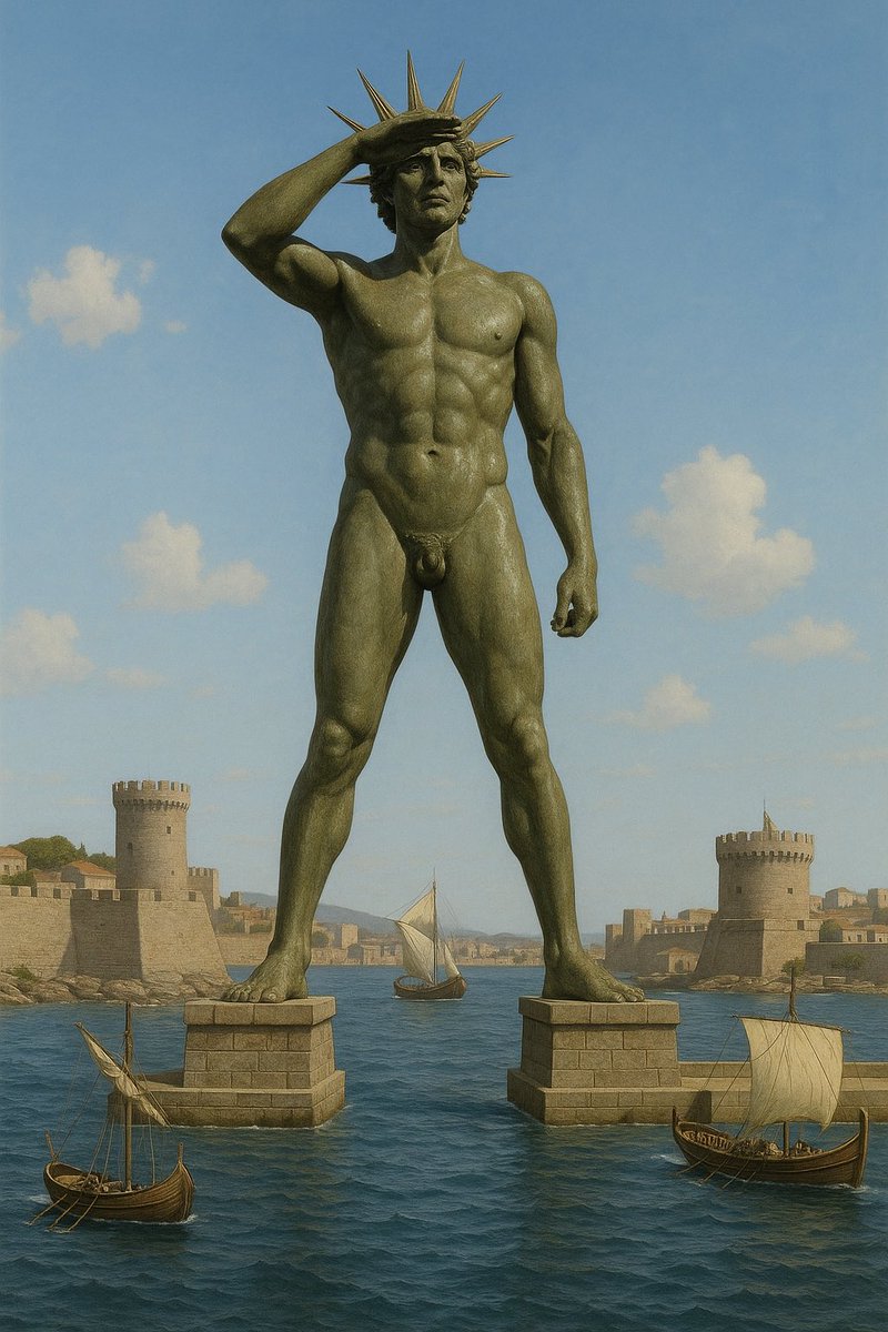 The Colossus of Rhodes (One of the Seven Wonders of the Ancient World) (AI-generated)