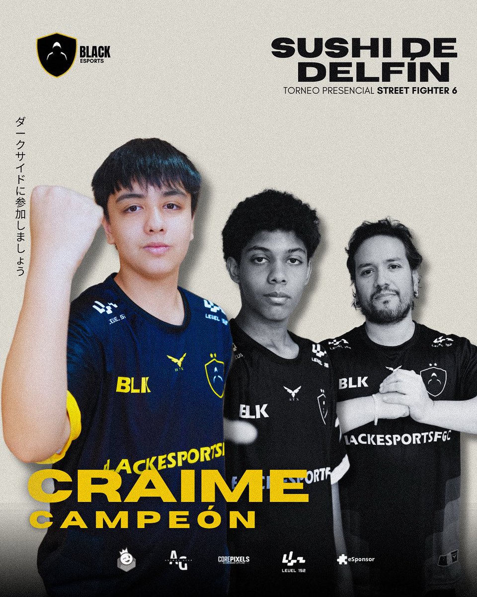@Craimegod campeón de la sexta edición presencial de #SushideDelfin , con zangief , Craime limpia su camino y gana nuevamente otro presencial. El podio top3 lo completan <a href="/Makzillla/">Makzilla</a> y BLK|Human con los 3 Blackers en lo mas alto! #JoinTheBlackSide