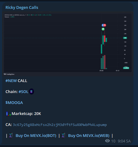 RickyDegen's tweet photo. I called $MOOGA at a 20K market cap. Its current ATH is 50K
FREE Call TELEGRAM - 2.5X
$MOOGA
3c67y25gX8xHcFsx2h2zjM3dYftFSuXXMwbPhALupump
Call From: https://t.co/tr7rYp8QdH
#SOL #MemeSol #Solana #Crypto #MemeCoin #MemeCoins #MOOGA https://t.co/5T4xstYL8Q