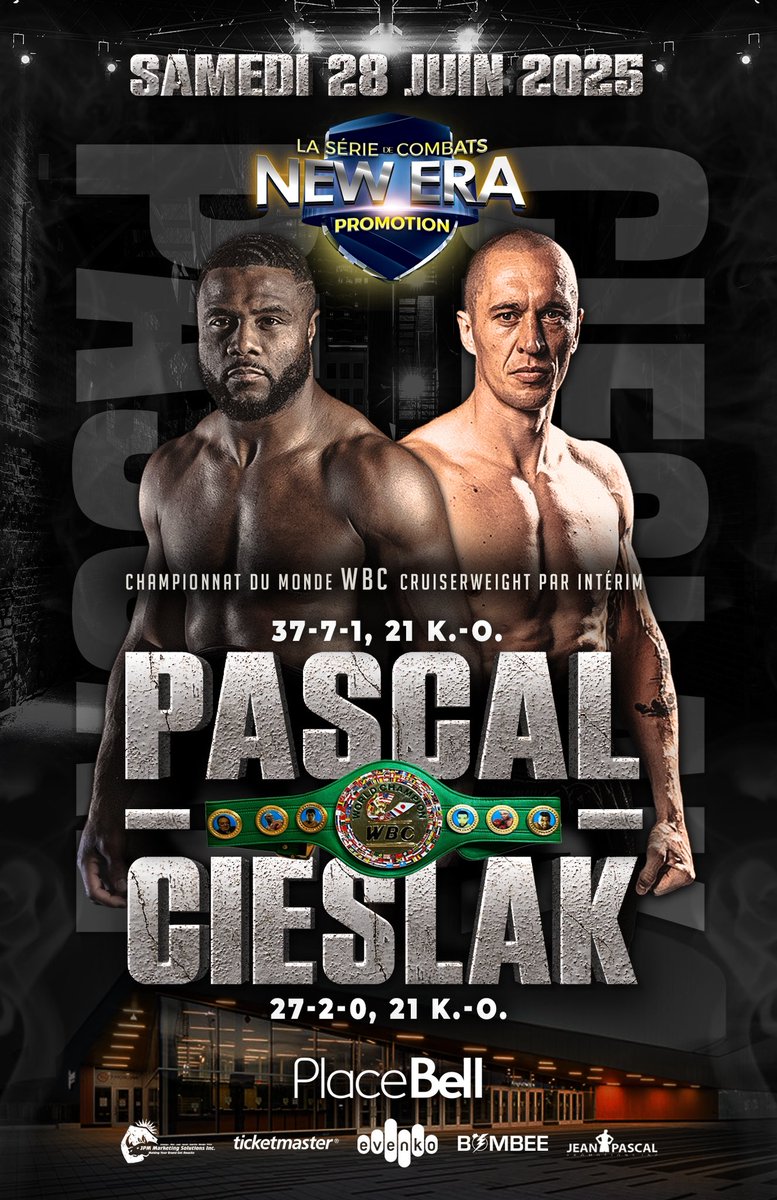 Pascal vs Cieslak for the  <a href="/WBCBoxing/">World Boxing Council</a>  cruiserweight interim title June 28th in Montreal <a href="/wbcmoro/">Mauricio Sulaiman</a>