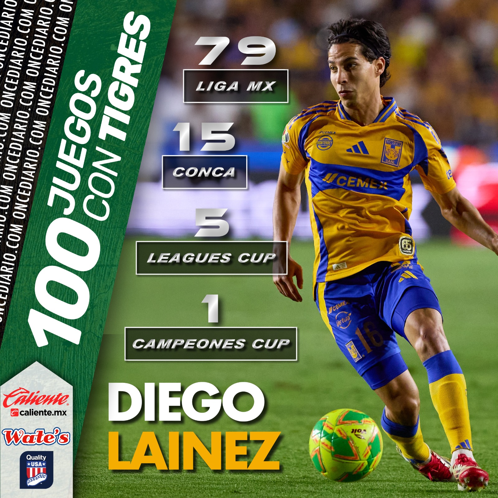 Los 100 partidos de Diego Lainez con Tigres