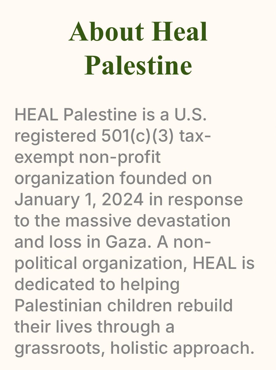 مريم حسنا (@maryamhasnaa) on Twitter photo Hey folks, please consider donating to <a href="/healpalestine_/">healpalestine</a> a grass roots organization that serves children in Gaza.
<a href="/Stevesosebee/">Steve Sosebee</a> founded and led Palestine Children’s Relief Fund (PCRF) from 1991 until he left to co-found HEAL Palestine on January 1, 2024
healpalestine.org Hey folks, please consider donating to <a href="/healpalestine_/">healpalestine</a> a grass roots organization that serves children in Gaza.
<a href="/Stevesosebee/">Steve Sosebee</a> founded and led Palestine Children’s Relief Fund (PCRF) from 1991 until he left to co-found HEAL Palestine on January 1, 2024
healpalestine.org