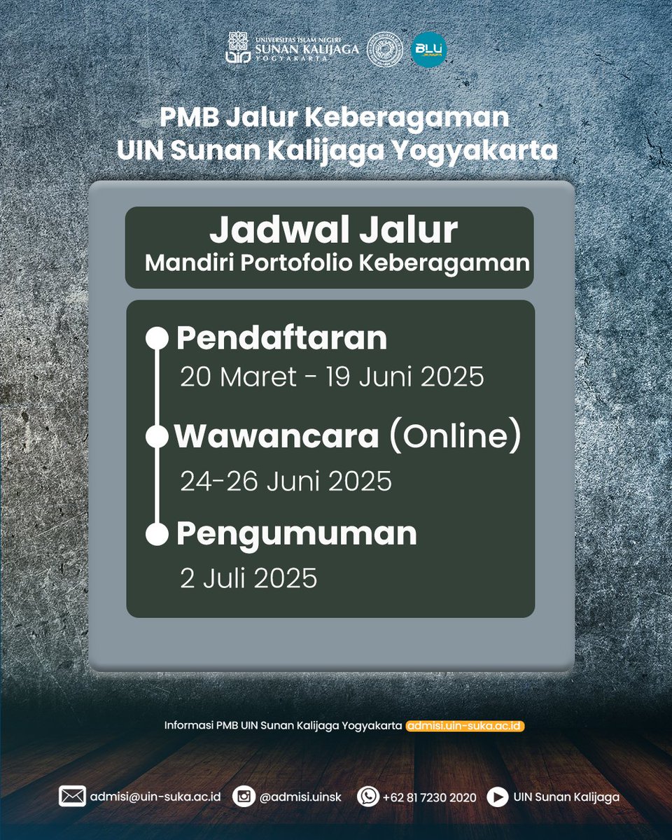 Selamat Hari Raya Waisak 2569 BE/2025 M bagi sahabat dan saudara umat Budha.
Jalur Portofolio Keberagaman UIN Sunan Kalijaga Yogyakarta dibuka hingga 19 Juni 2025 melalui website admisi.uin-suka.ac.id.
#uinsk #uinsuka #uinsunankalijaga
#uinjogja #budha #waisak