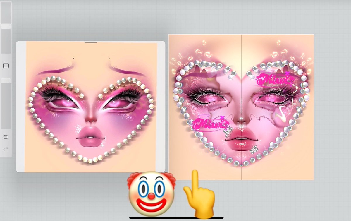 Miwsiaa's tweet image. My art before vs now

The clown is clowning

#makeup #robloxface
 #RobloxDev #RobloxUGC