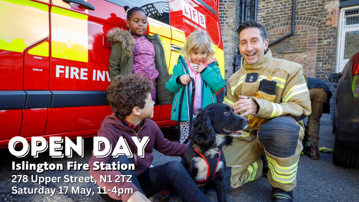 Join us for Islington Fire Station’s Open Day on Saturday 17th May 2025, from 11am to 4pm! Meet your local firefighters, explore the station, and enjoy fun activities for all ages. Don’t miss it! #Islington #OpenDay #LondonFire