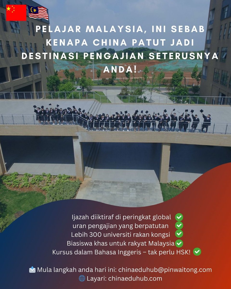 chinaeduhubintl's tweet image. Malaysian students, here’s why China could be your next academic destination!

📩 Start your journey: chinaeduhub@pinwaitong.com

 #pelajarmalaysia #BelajarDiLuarNegara