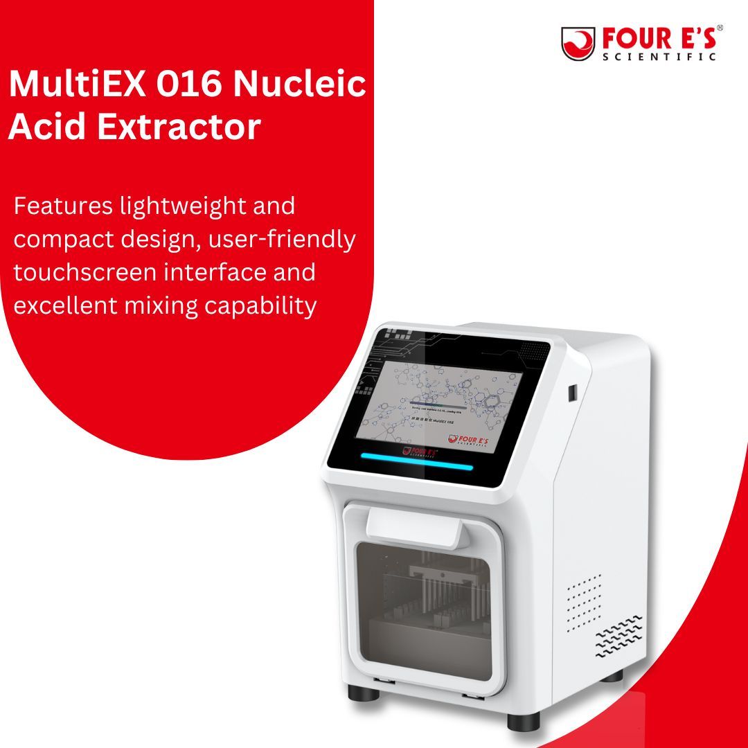 FourEScientific's tweet photo. The MultiEX 016 Nucleic Acid Extraction System is an automated nucleic acid extraction and purification system which can process up to 16 samples per run. It features lightweight and compact design and excellent mixing capability. 
 👉 https://t.co/Lqtn61i0T7 
#ScienceInnovation https://t.co/WDoG23EjDO
