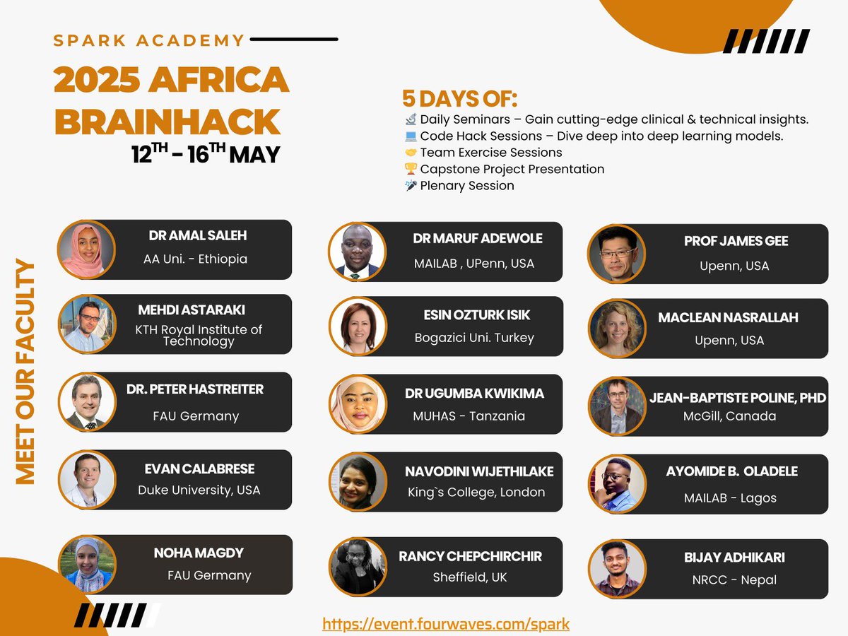 Are You READY?! 🔥🔥🔥
#AfricaBrainHack25 is back! 5 electrifying days of 
🎤  AI Medical Imaging Seminar
💻 Epic Code Hack Sessions
🤝 Team Collabs
🏆 Capstone Project.
📆 May 12-16th
#road2MICCAI <a href="/MICCAI_Society/">MICCAI</a>