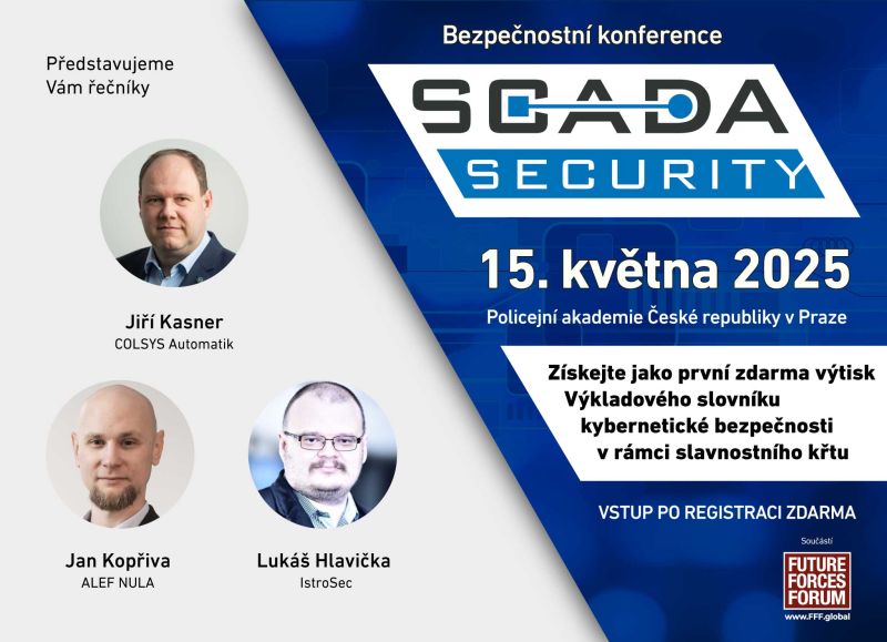 Bezpečnostní konference SCADA Security už tento čtvrtek!
Během konference proběhne slavnostní křest Výkladového  slovníku kybernetické bezpečnosti (400 stran pojmů a zkratek). Vylosovaní účastníci si ho odnesou jako dárek!
Vstup pro registrované ZDARMA!
future-forces-forum.org/events/162_sca…