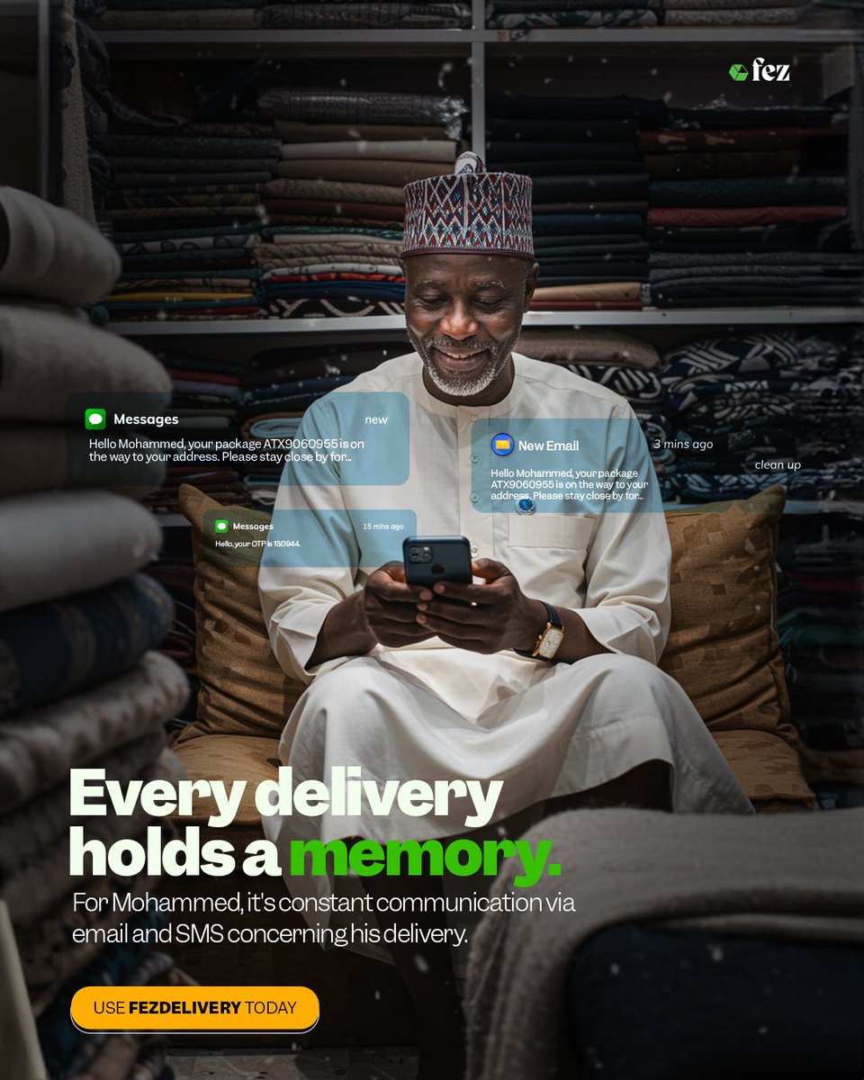Mohammed, just like our "Fezfam" doesn't joke with his business and we understand that so we make sure they are kept in the loop of their delivery's progress. 

Try Fez Delivery today and enjoy peace of mind!