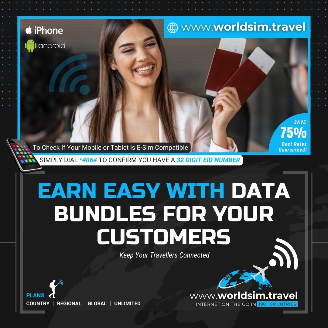 WorldSim_Travel's tweet image. 🌟✈️🤳📶🌍 #TravelAgents: Keep Your Customers Connected As They Travel The World With The WorldSim.Travel #AffiliateProgramme 🌍📶🤳✈️🌟

✅ WorldSim.Travel
✅ Pick A Plan: Country | Regional | Global | Unlimited
✅ Affiliate Form: forms.gle/jkgiL8xqvKxX23…