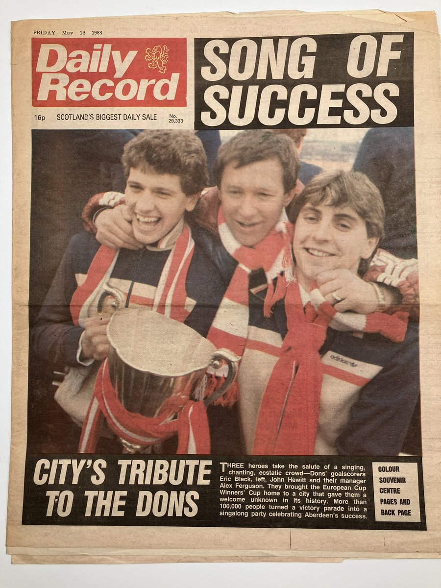#MotivationalMonday  

🏆 On this day in 1983 Hewitt, Black and Fergie celebrated <a href="/AberdeenFC/">Aberdeen FC</a>'s famous European Cup Winners' Cup Final, on the streets of Aberdeen.

<a href="/AFCHeritage/">AFC Heritage SCIO</a>