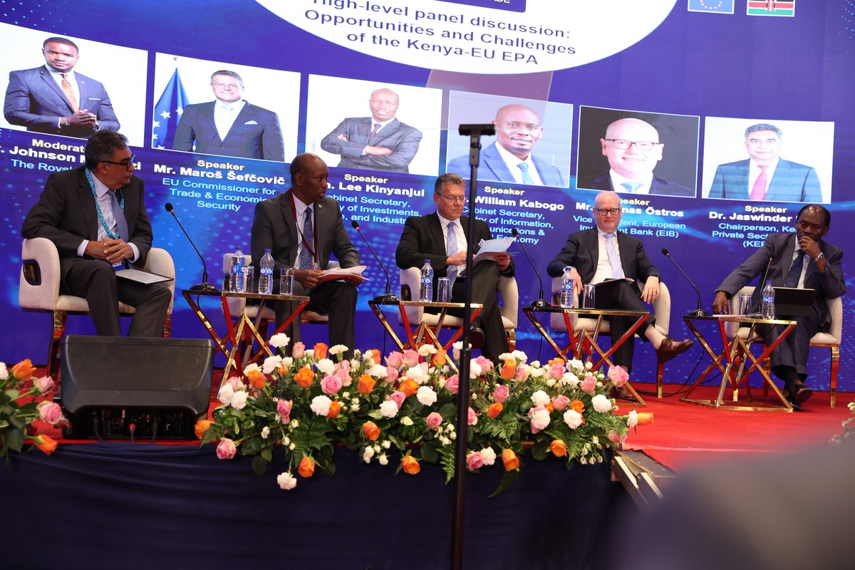 European Union In Kenya (@euinkenya) on Twitter photo Today’s high-level remarks set the stage for the rest of the #EUKEBusinessForum2025 by highlighting specific opportunities and challenges of the EU-Kenya Economic Partnership Agreement. Moderator <a href="/theroyalvoice/">Johnson Mwakazi</a>, the panel included;
CS MITI Hon. Today’s high-level remarks set the stage for the rest of the #EUKEBusinessForum2025 by highlighting specific opportunities and challenges of the EU-Kenya Economic Partnership Agreement. Moderator <a href="/theroyalvoice/">Johnson Mwakazi</a>, the panel included;
CS MITI Hon.