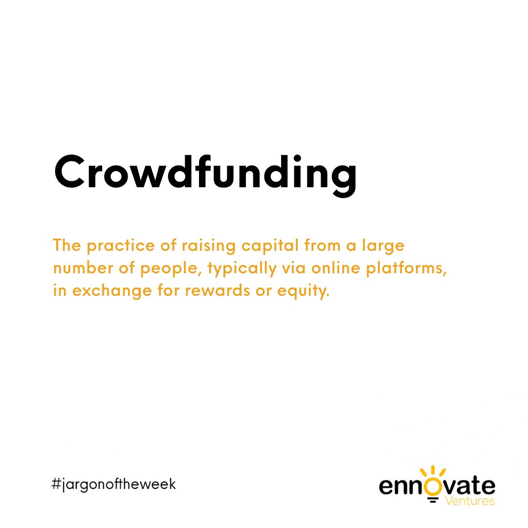 It’s like a virtual potluck for raising funds! 💻 One small contribution at a time. 

#StartupJargon #JargonOfTheWeek #Crowdfunding #EnnovateVentures