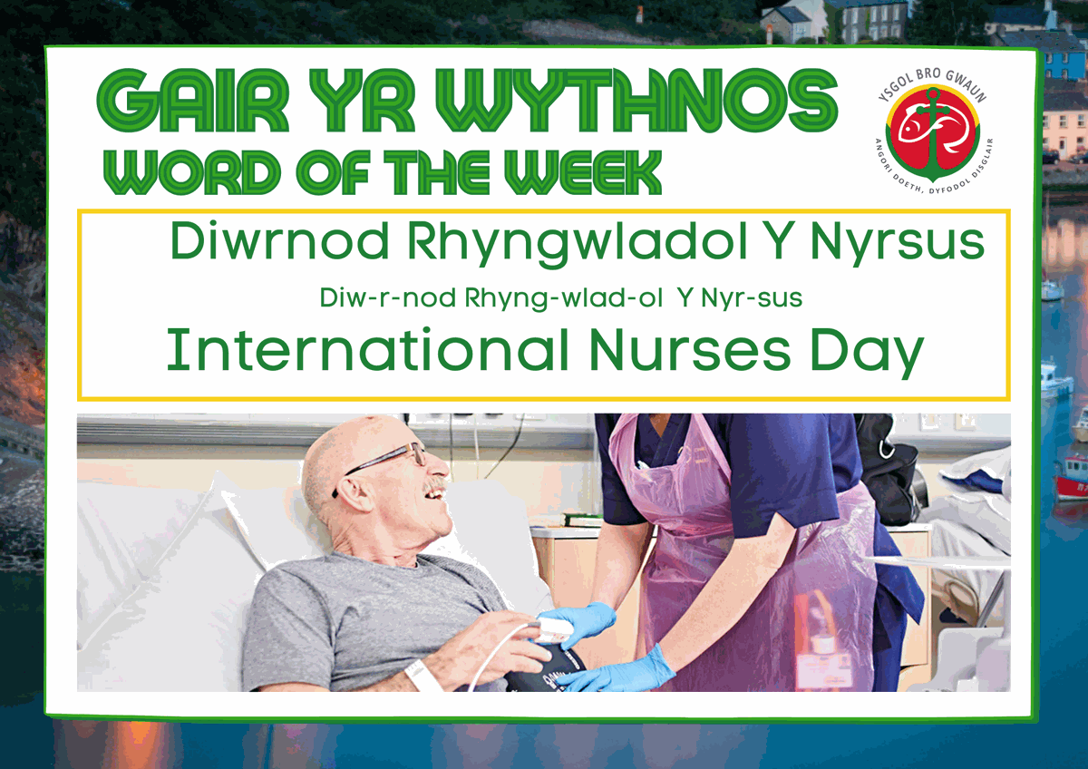 Gair yr wythnos gyfer Mai 12 yw...