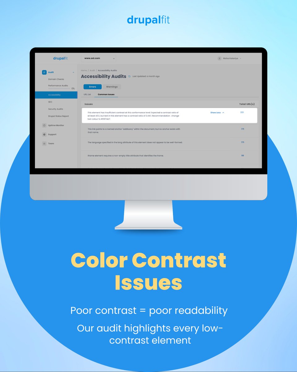 Drupal_Fit's tweet image. Your #Drupal website might be shutting users out, without you even knowing it.
Get a free audit with #DrupalFit and stay #EUAccessibilityAct compliant.
Fix alt text, ARIA labels, contrast & more.
👉 drupalfit.com
#A11y #WebAccessibility #InclusiveDesign #Tech4All