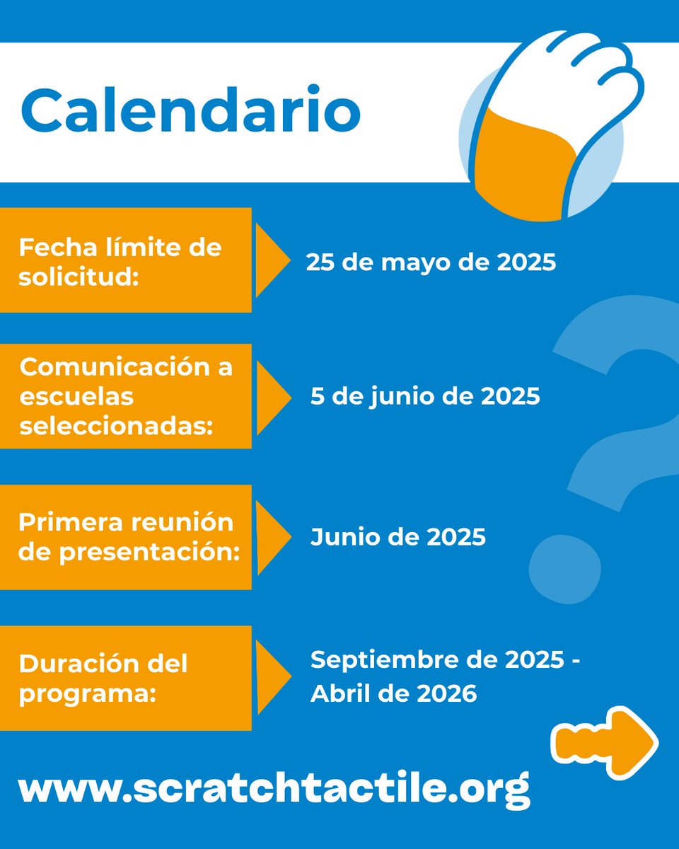 ScratchTactile's tweet image. 🚨 ¡Abrimos grupo en español!
Ya puedes solicitar plaza en el 1r Programa Internacional para escuelas de Scratch Tactile 

📅 Solicítalo antes del 25 de mayo
💬 Más info scratchtactile.org/post/solicita-…

#ScratchTactile #EducaciónInclusiva #ProgramaciónParaTodos
