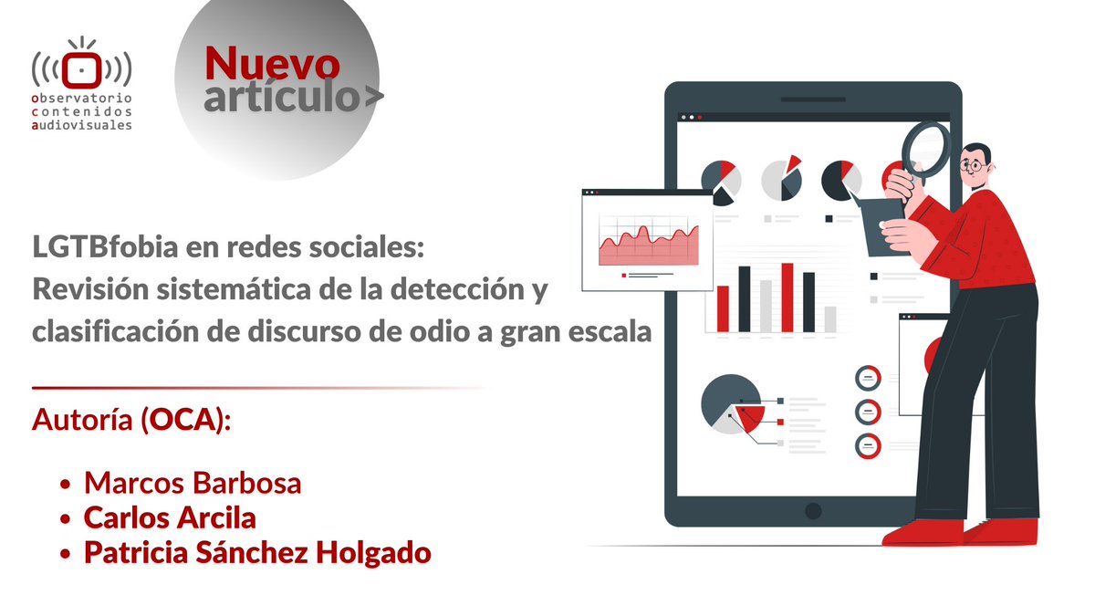 OCA - Observatorio de Contenidos Audiovisuales (@oca_usal) on Twitter photo 🏳️🌈 Unos días atrás Marcos Barbosa, <a href="/carlosarcila/">Carlos Arcila Calderón</a> y <a href="/PatrixDQV/">Patricia Sanchez</a> publicaban en <a href="/RevistaEmpiria/">Empiria</a> (JCR-WOS Q3) el artículo "LGTBfobia en redes sociales: Revisión sistemática de la detección y clasificación de discurso de odio a gran escala" que podéis leer aquí: doi.org/10.5944/empiri… 🏳️🌈 Unos días atrás Marcos Barbosa, <a href="/carlosarcila/">Carlos Arcila Calderón</a> y <a href="/PatrixDQV/">Patricia Sanchez</a> publicaban en <a href="/RevistaEmpiria/">Empiria</a> (JCR-WOS Q3) el artículo "LGTBfobia en redes sociales: Revisión sistemática de la detección y clasificación de discurso de odio a gran escala" que podéis leer aquí: doi.org/10.5944/empiri…