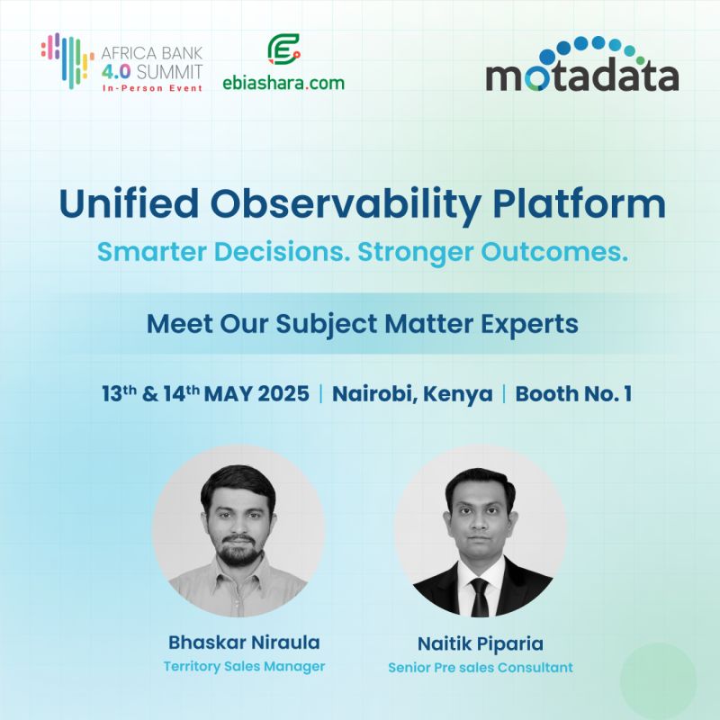 ServeCorr's tweet image. @MotadataSystems&apos;s market moguls will be at the16th edition of the Africa Bank 4.0 Summit, on May 13th and 14th, 2025, in Nairobi, Kenya!

Meet them at Booth 1!

#africabanksummit2025 #unifiedobservability #bankingtech #bankingtech #DigitalTransformation

corrserve.co.za