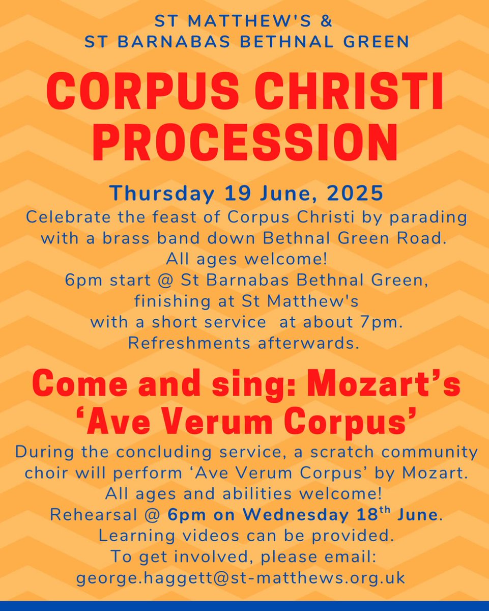 St Barnabas Bethnal Green (@stbarnabasbow) on Twitter photo We love our annual Corpus Christi Procession with our friends and neighbours <a href="/stmatthewsbg/">St Matthew's Bethnal Green</a> Come along and join us! We love our annual Corpus Christi Procession with our friends and neighbours <a href="/stmatthewsbg/">St Matthew's Bethnal Green</a> Come along and join us!