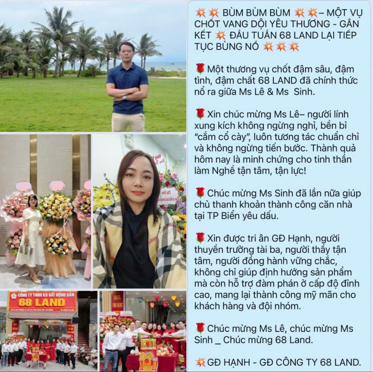 Chúc mừng chiến công đầu tuần 68 LAND.
Chúc mừng BĐS đẹp đến với khách hàng.

Mr Nhật. 0356.02.11.58 Sơn Trà, Ngũ Hành Sơn. Đà Nẵng.