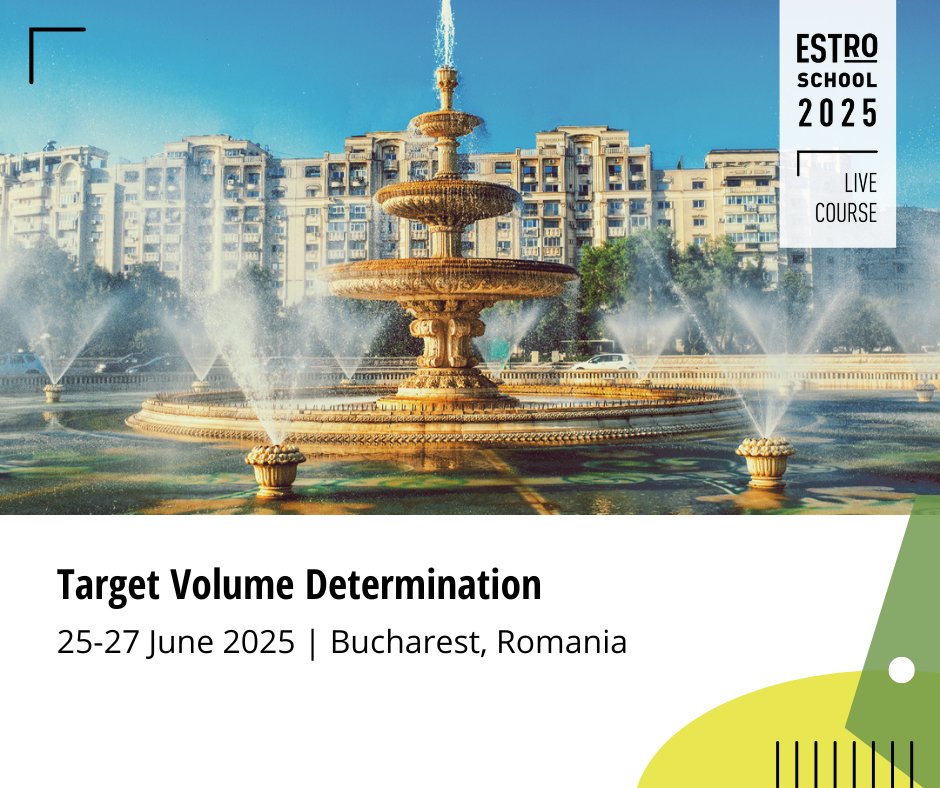👉Join the Target Volume Determination course in Bucharest 🇷🇴
 📅 25–27 June 2025
Perfect for trainees &amp; professionals in #RadiationOncology, #MedicalPhysics &amp; more.

 🔗 bit.ly/3QxjxHS

#IGRT #RTTs #ESTROSchool #Radiotherapy