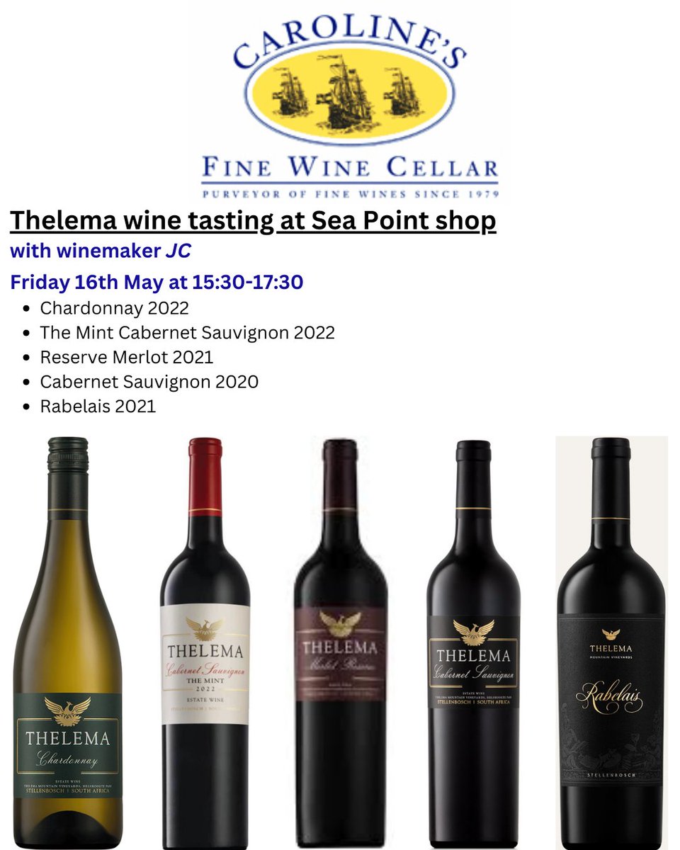 Join Us for an In-Store Tasting with Winemaker JC from <a href="/ThelemaWines/">Thelema</a> ! #chardonnay #cabernetsauvignon #merlot #rabelaiswine