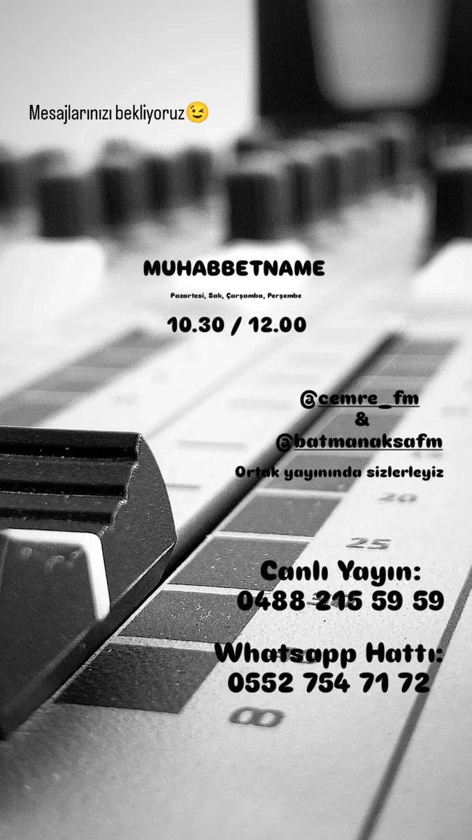 Batman Aksa FM 99.1 (@batmanaksafm_) on Twitter photo Sabah istekleri için mikrofon başındayız.
<a href="/batmanaksafm_/">Batman Aksa FM 99.1</a> ve <a href="/cemre_fm/">CEMRE FM 98.0</a> ortak yayınındayız😉
Mesajlarınızı bekliyoruz. Sabah istekleri için mikrofon başındayız.
<a href="/batmanaksafm_/">Batman Aksa FM 99.1</a> ve <a href="/cemre_fm/">CEMRE FM 98.0</a> ortak yayınındayız😉
Mesajlarınızı bekliyoruz.