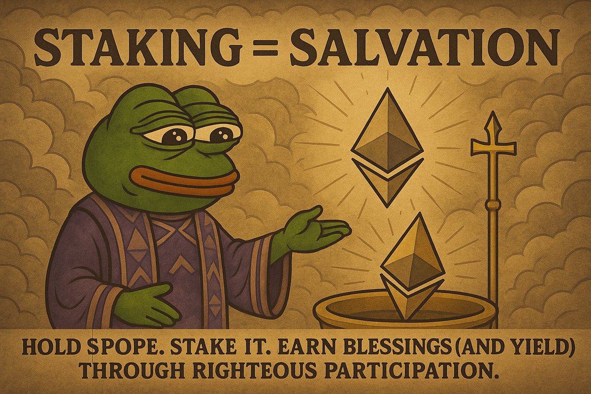 PopethETH's tweet photo. 📈 Staking = Salvation
Hold $POPE. Stake it.  Earn blessings (and yield) through righteous participation. #meme #token #ethereum #coin #web3 #pope #popeth https://t.co/PrFF4vCBRX