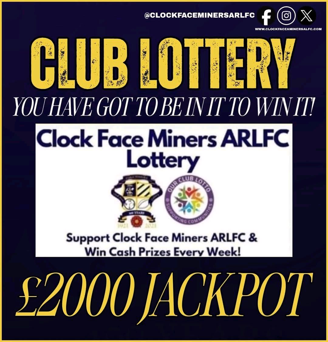 Join in with supporting our local community lottery 🔵🟡
Click on the link to sign up and pick your 4 numbers with the chance of winning a whopping £2000! jackpot prize with 100% of the profit coming back to the club supporting grassroots rugby league🏉🏉
ourclublotto.co.uk/play/clockface…