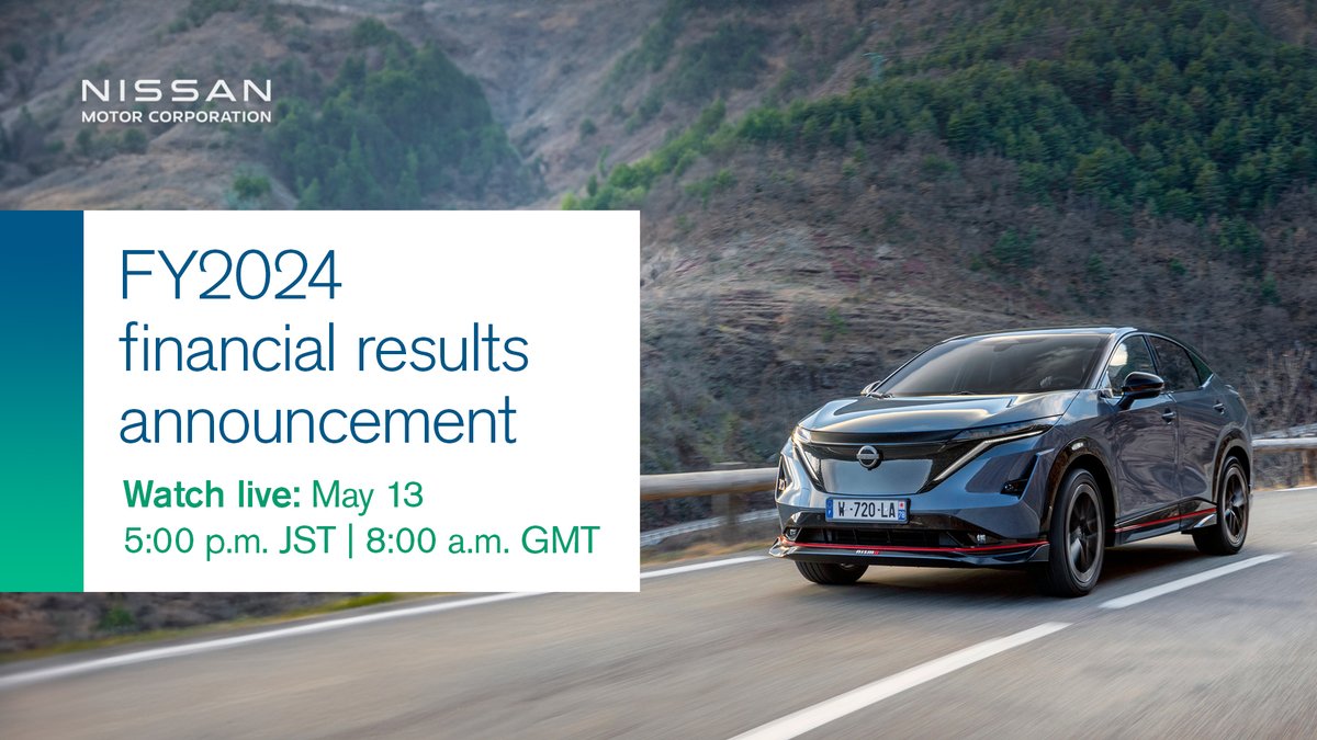 Nissan will livestream its fiscal year 2024 financial results announcement on May 13, 5:00 p.m. JST (8:00 a.m. GMT).
Watch here: youtube.com/live/v0lERteZ5…