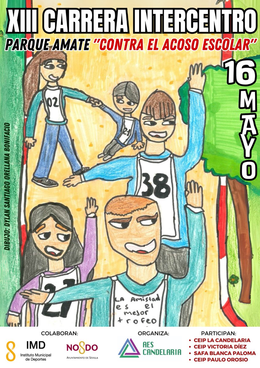 Este viernes 16 de mayo tendrá lugar la 13º Carrera Intercentro en el Parque Amate, un año más organizamos esta carrera en la que participan <a href="/ceip_candelaria/">CEIP La Candelaria Sevilla</a> <a href="/ceippauloorosio/">CEIP Paulo Orosio</a> <a href="/safasevillabp/">SAFA Blanca Paloma</a> y CEIP Victoria Díez. Colaboran <a href="/IMDSevilla/">IMD Sevilla</a> y <a href="/Ayto_Sevilla/">Ayuntamiento de Sevilla</a>.