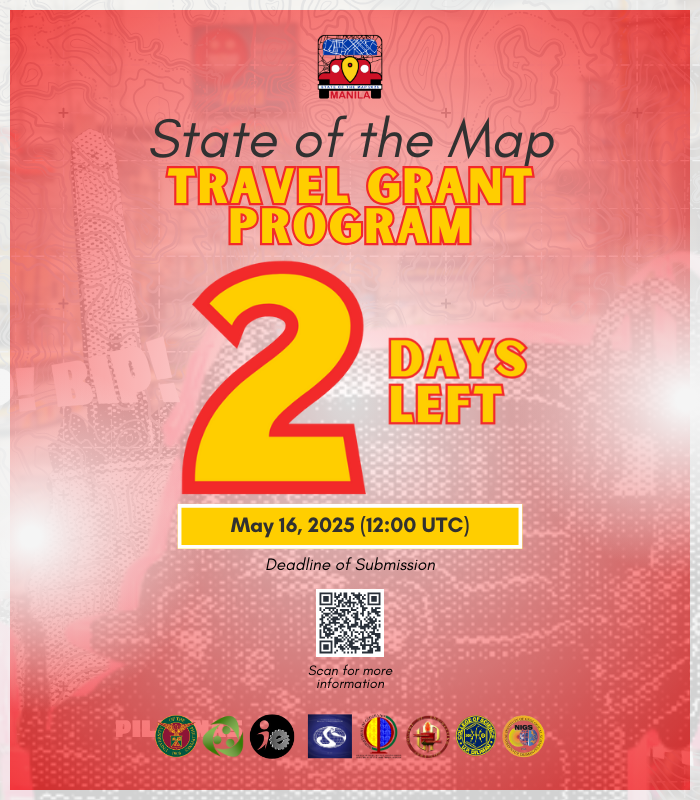 sotm's tweet photo. 📣 2 DAYS LEFT!
Time is running—2 days left to apply for the State of The Map 2025 Travel Grant!

The deadline is May 16, 2025, at UTC 00:00.

For more information, visit https://t.co/Ngcxf1JdF4

#SoTM2025 #sotm #sotm2025 #openstreetmap #stateofthemap #stateofthemap2025 https://t.co/mSVQMozpCB