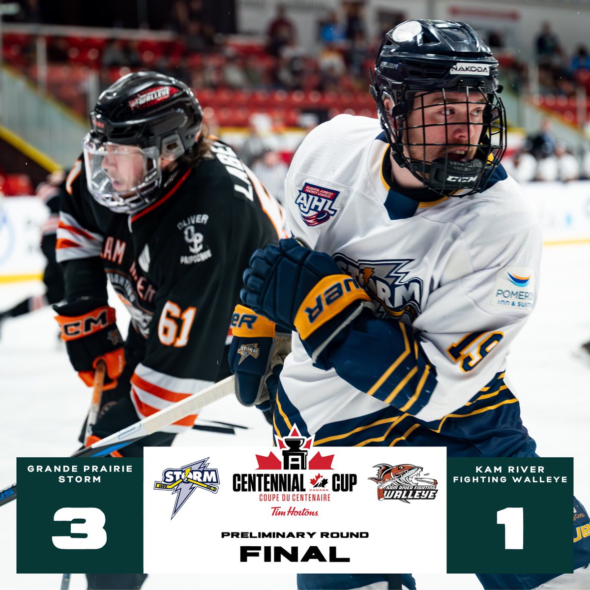 Carter Streek scored twice while Nicholas Jones made 24 saves to help the <a href="/GPStorm/">Grande Prairie Storm</a> pick up their first win at the #CentennialCup in Calgary!

#CJHLHockey | 📸 <a href="/perreauxphoto/">Erica Perreaux</a> /Hockey Canada Images

📊 Stats | hockeycanada.ca/en-ca/national…