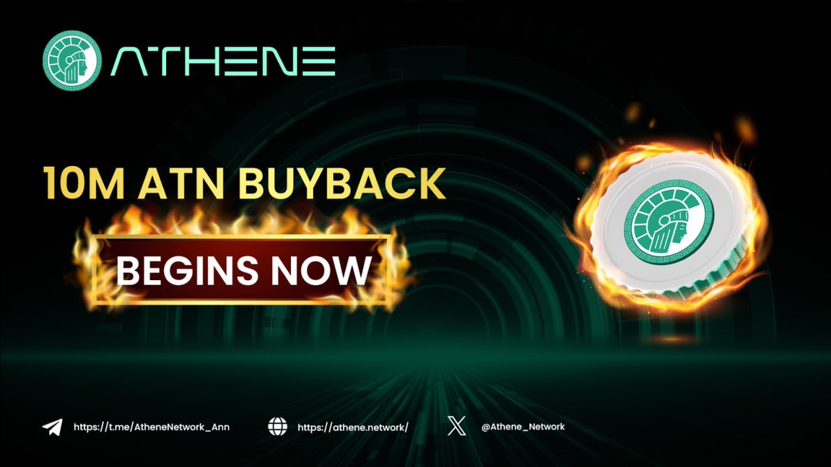 🔥 10M ATN Buyback Begins Now!

Athene Network is ramping things up - We will buyback and burning a total of 10,000,000 ATN, instead of the previously announced (t.me/AtheneNetwork_…) 3 million.

⏰ 10M ATN is expected to be bought back and burn within 1 week. 

This is one of