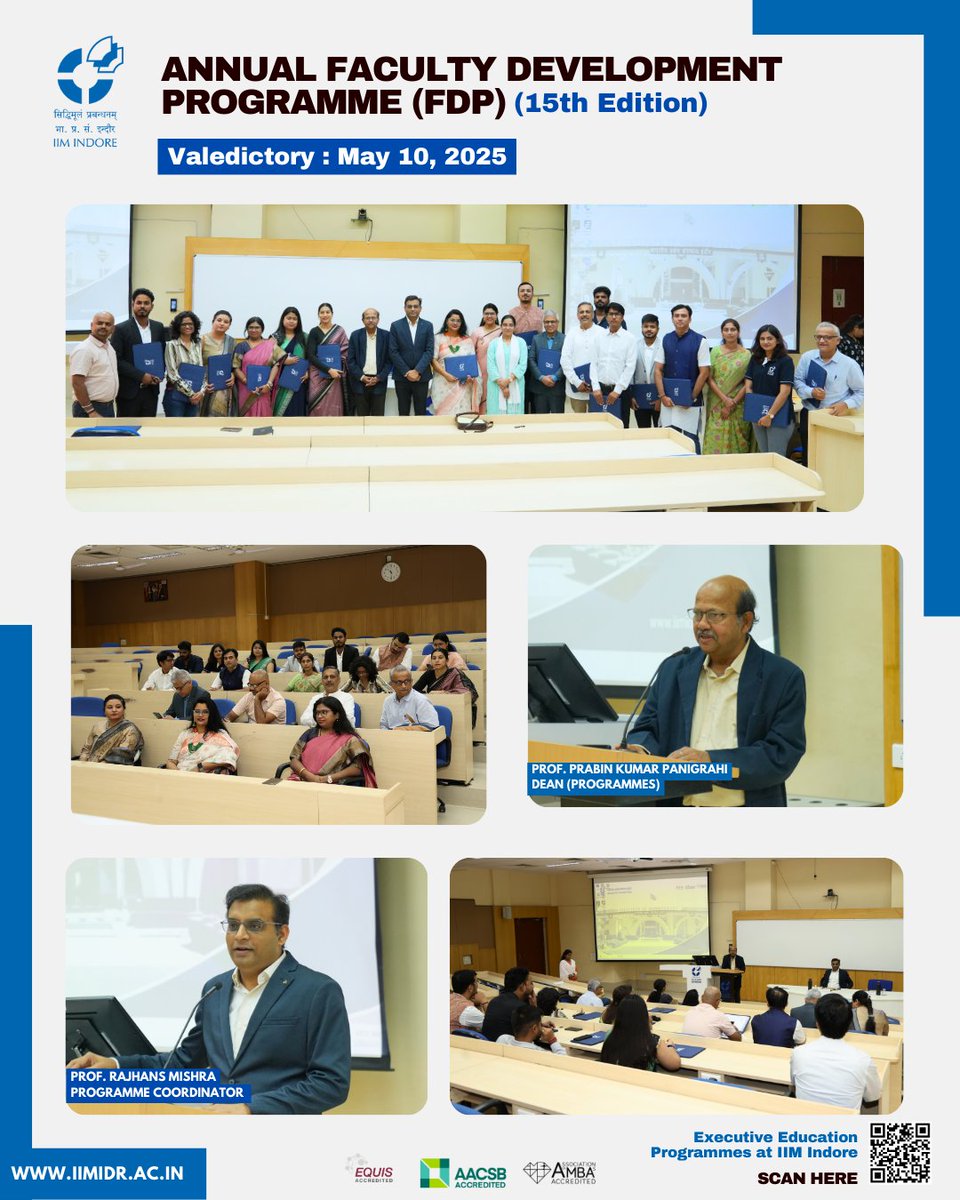 IIM_I's tweet image. #FacultyDevelopmentProgramme | The pursuit of academic excellence finds its truest expression in the hands of those who teach.
We were delighted to celebrate the successful completion of IIM Indore’s Annual Five-Week Faculty Development Programme on May 10, 2025. 
#IIMIndore