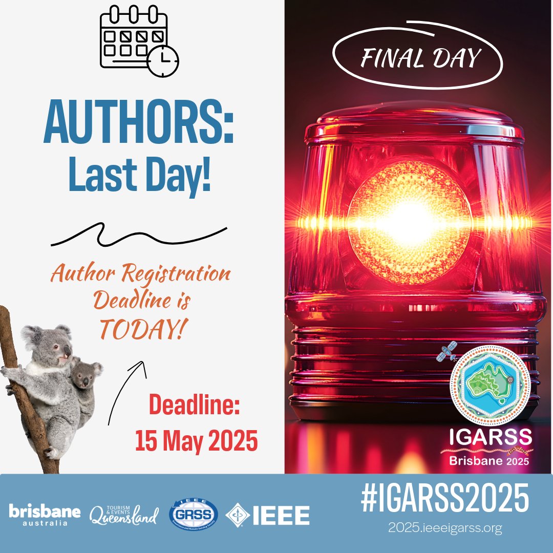 🚨 Last Chance: Accepted Paper Registration Deadline – Today! 🚨

If your paper has been accepted for IGARSS 2025, today is the final day to complete your registration! Don’t miss out on the opportunity to present your research at the most awaited conference #IGARSS25.

📅
