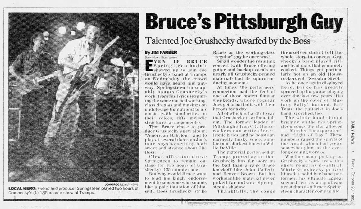 John J. Chapman (@johnjchapman) on Twitter photo Great lineup for Tramps, NYC, 1995, including sold-out show for <a href="/JoeGrushecky/">Joe Grushecky</a> & The Houserockers. Bruce Springsteen performed with the band at this concert. Great lineup for Tramps, NYC, 1995, including sold-out show for <a href="/JoeGrushecky/">Joe Grushecky</a> & The Houserockers. Bruce Springsteen performed with the band at this concert.