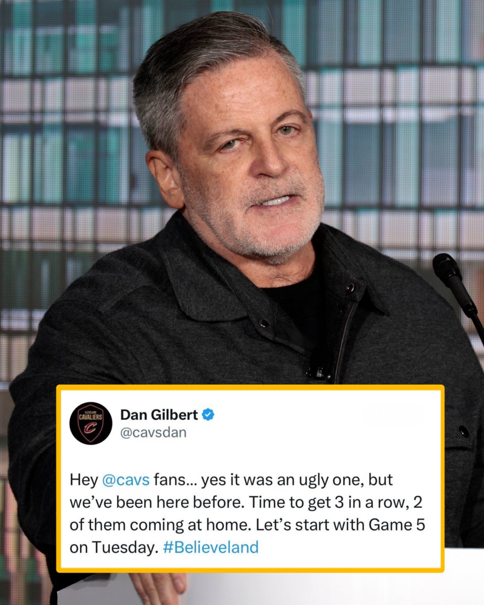 BleacherReport's tweet image. Cavs governor Dan Gilbert believes his team will make another 3-1 comeback like the 2016 finals 😮
Can Cleveland do it again?! 🤔
(via @cavsdan)