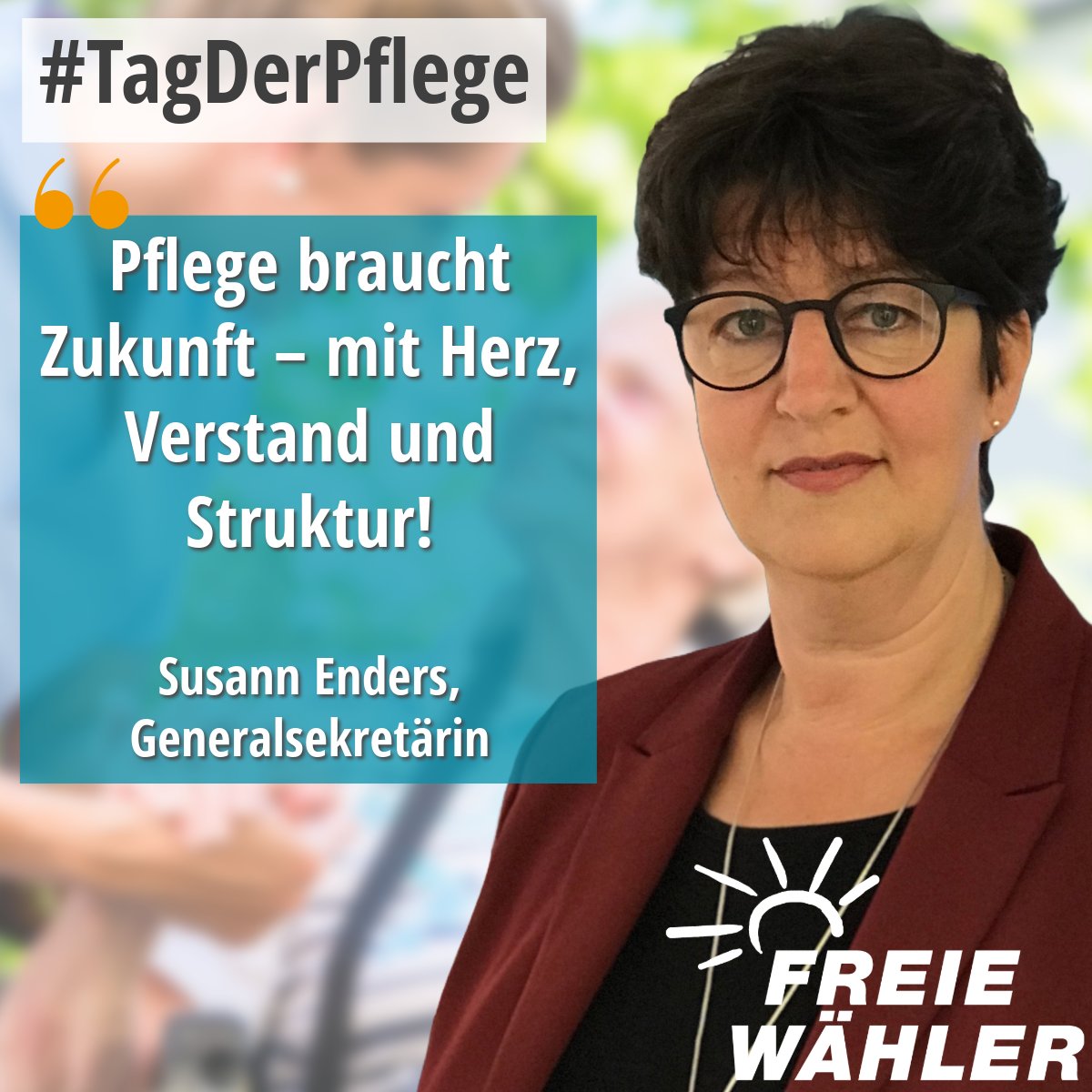 fw_bayern's tweet photo. 🧡 Tag der Pflege 2025 🧡
Pflege braucht Respekt – und endlich Strukturen, die helfen!
👉 Wir FREIE WÄHLER fordern:
✔️ Würdevolle Pflege
✔️ Sichere Kliniken
✔️ Entlastung für Angehörige
✔️ Weniger Bürokratie
🗨️ @EndersSusann
#FREIEWÄHLER https://t.co/Y0iA6VQts6