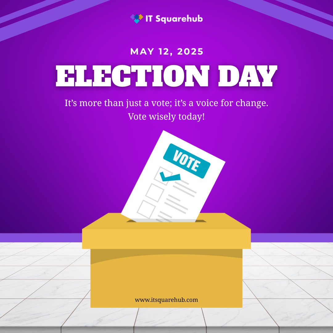 It’s Election Day! Every vote counts, so vote wisely and help create a brighter future. IT Squarehub encourages you to make an informed choice! 🗳️

#VoteWisely #ITSquarehub #ElectionDay2025