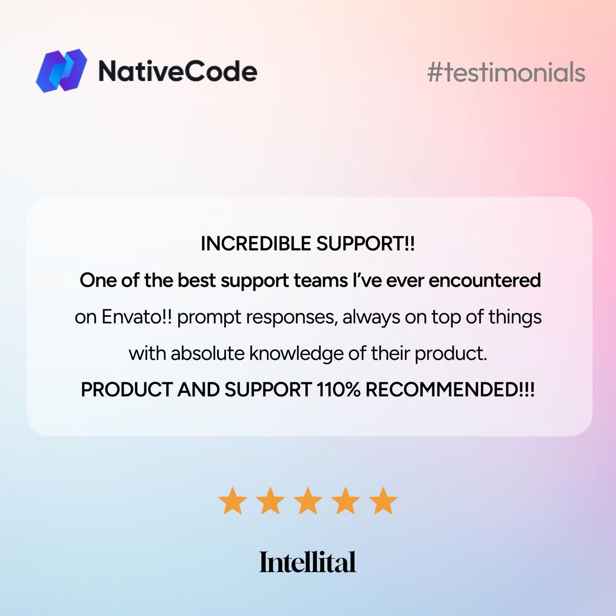 NativeCodeIn's tweet image. 🎉 Celebrating our Customer Support team for this Outstanding Feedback 🏅
Check our Products here - cutt.ly/6raSfYYJ
#SaaS #NativeCode #ClientFeedback