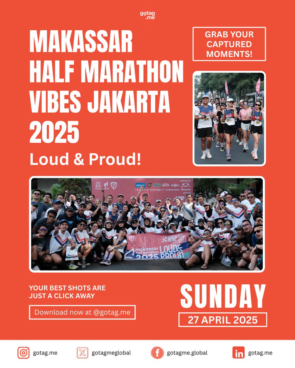 gotagmeglobal's tweet photo. 🎉 Makassar Half Marathon 2025 Vibes Jakarta 🎉

Jakarta, kalian luar biasa! Terima kasih telah menjadi bagian dari @makassarhalfmarathon 2025 Vibes edisi Jakarta yang berlangsung pada 27 April 2025. https://t.co/VV0kuCyVeI
