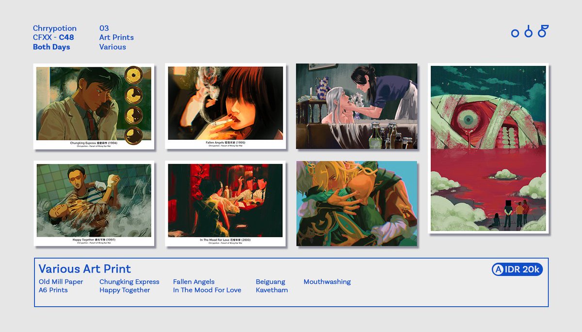 chrrypotion's tweet image. 🔁❤️ Appreciated! (1/3)
#CFXX PO + GA Open💥
WIN MERCH & COMMISIONS
🗓️ 12-18 Mei 2025
🛍 Pickup Only: C48 Both Days
🏷 Original, Wong Kar Wai, Genshin, Zenless Zone Zero, Dungeon Meshi
🔗 GA Rules + link in thread
#CFXXcatalogue