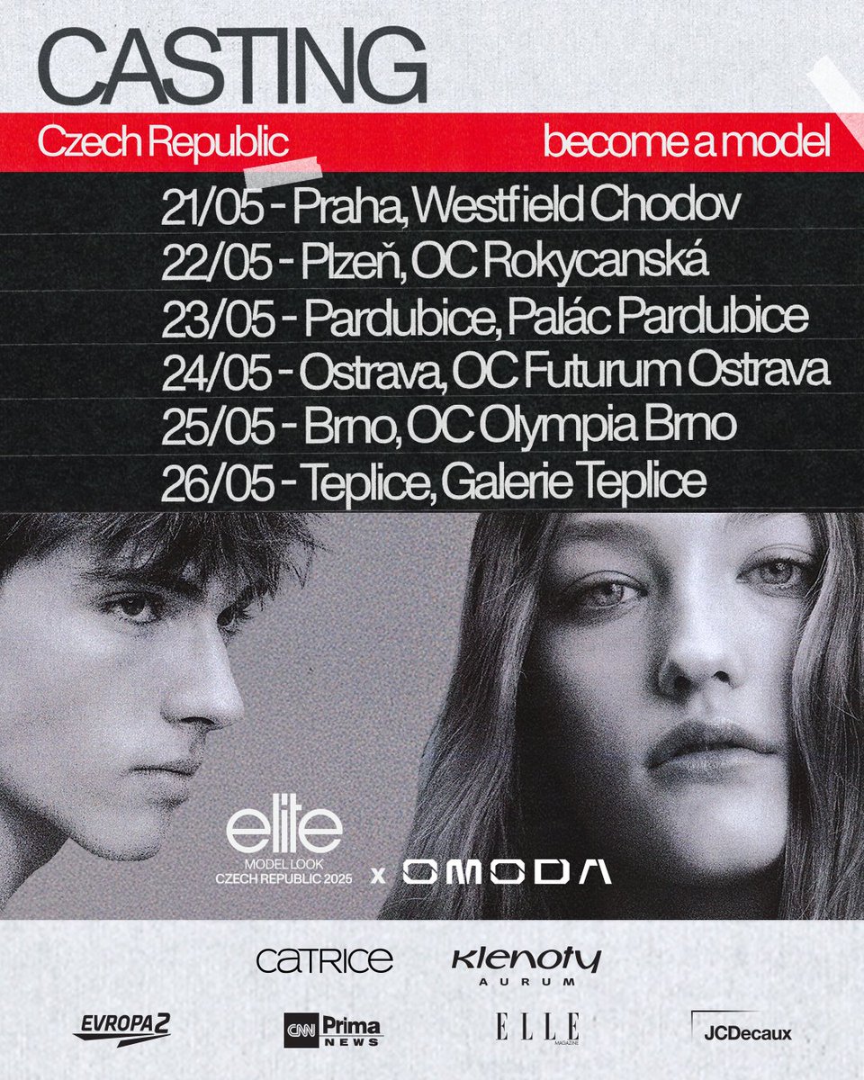 elite_prague's tweet photo. CASTING TOUR 
ELITE MODEL LOOK CZECH REPUBLIC 2025 x OMODA https://t.co/mleo2eHR4H