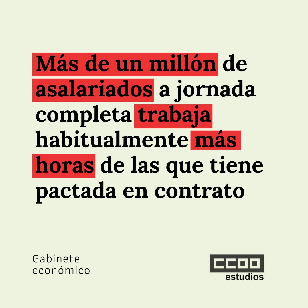 CCOO Estudios (@ccoo_estudios) on Twitter photo 🗞️"Las horas extra pagadas aumentan aunque el abuso de trabajar gratis afecta aún a 400.000 empleados"
📌Con las valoraciones de <a href="/LuisZarapuz/">Luis Zarapuz🍉</a> del Gabinete Económico de <a href="/CCOO/">COMISIONES OBRERAS</a>
eldiario.es/economia/horas…
Artículo de <a href="/laura_olias/">Laura Olías</a>
🧵1/4 🗞️"Las horas extra pagadas aumentan aunque el abuso de trabajar gratis afecta aún a 400.000 empleados"
📌Con las valoraciones de <a href="/LuisZarapuz/">Luis Zarapuz🍉</a> del Gabinete Económico de <a href="/CCOO/">COMISIONES OBRERAS</a>
eldiario.es/economia/horas…
Artículo de <a href="/laura_olias/">Laura Olías</a>
🧵1/4