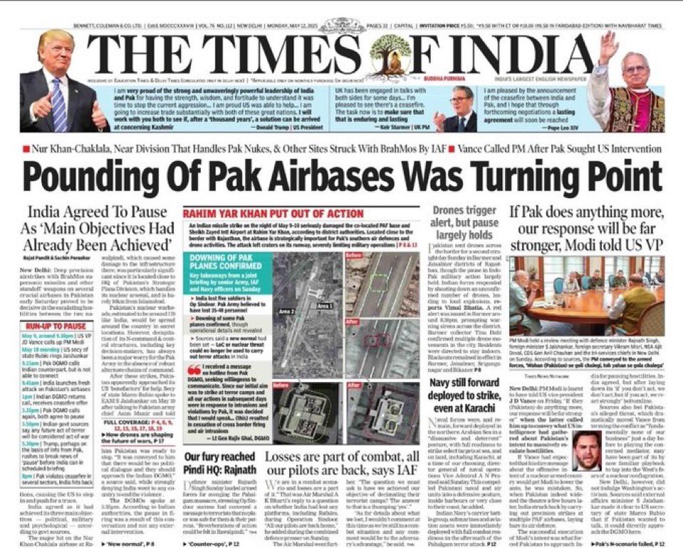 Bhaveshpress's tweet photo. @MOSSADil BRAHMOS landed next to Pakistan’s Nuclear Command HQ.
Islamabad shook. Ran to the U.S. crying for help.
India didn’t just strike — it warned without words. https://t.co/tMWxZ65Kvw