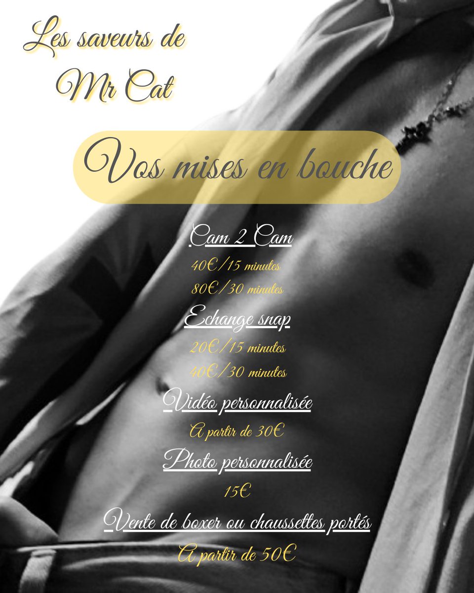 Mr_cat_off's tweet photo. Je vous présente mon menu pour vous donner l'appétit les chatons 😏😏🥵🥵😈😈 https://t.co/b6Ibd7OVzg
