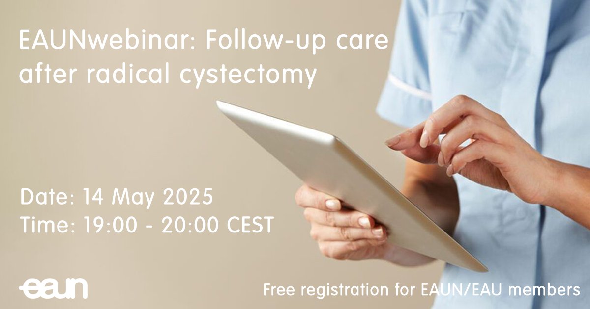 EAUNurses's tweet image. 💻 Last chance to register for this weeks's expert-led #EAUNwebinar on "follow-up care after radical cystectomy".
📅 Wednesday, 14 May 2025
⏰ 19:00 - 20:00 CEST (18:00 - 19:00 GMT)
Register here 👇
uroweb.org/education-even…